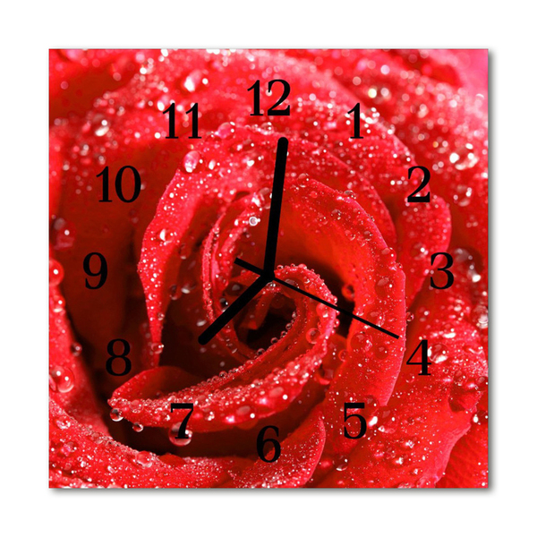 Glasuhr Küchenuhr Rose