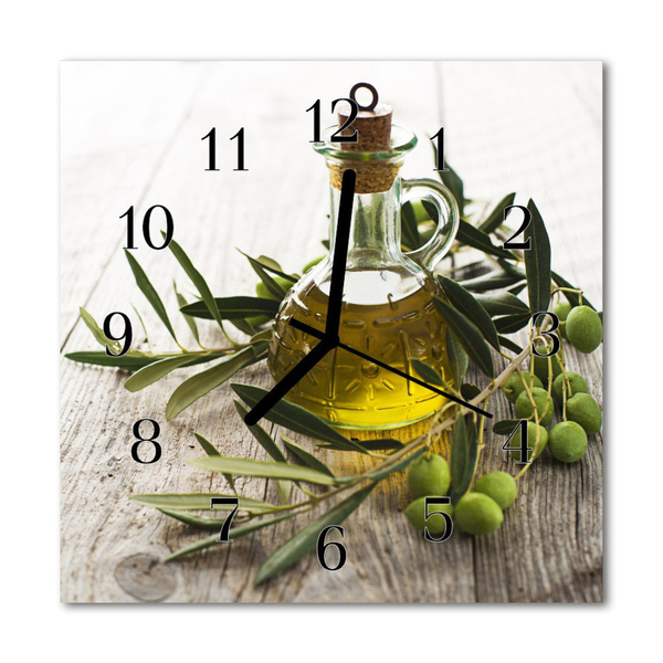 Glasuhr Küchenuhr Oliven Öl