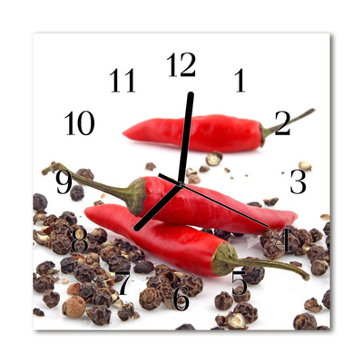 Glasuhr Küchenuhr Chilischoten