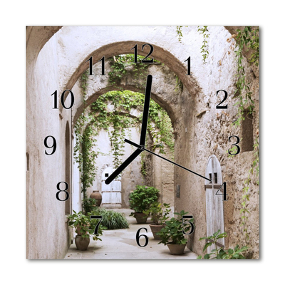 Glasuhr Küchenuhr Gasse Pflanzen
