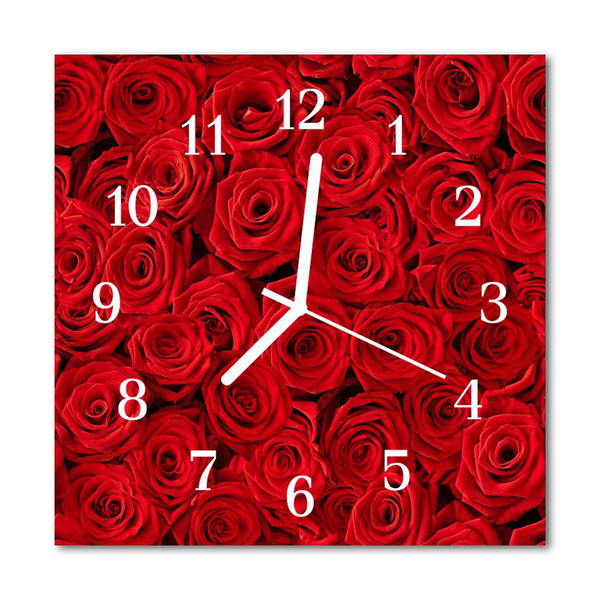 Glasuhr Küchenuhr Rosen