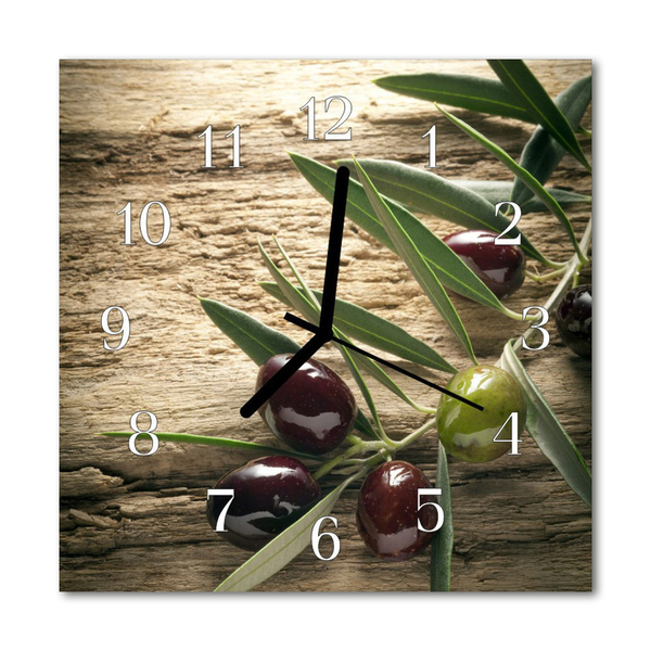 Glasuhr Küchenuhr Oliven