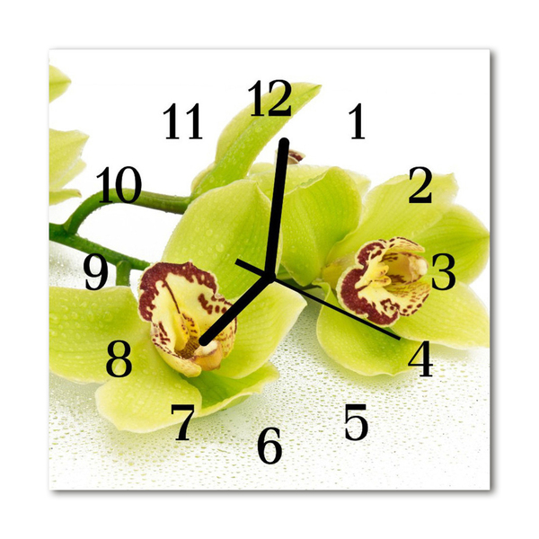 Glasuhr Küchenuhr Orchidee