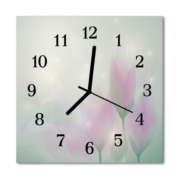 Glasuhr Wanduhr Blumen
