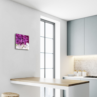 Glasuhr Wanduhr Blumen