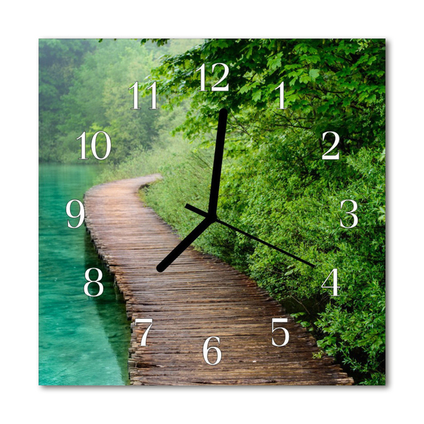 Glasuhr Wanduhr Holzsteg