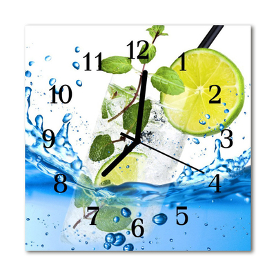 Glasuhr Wanduhr Limette Minze