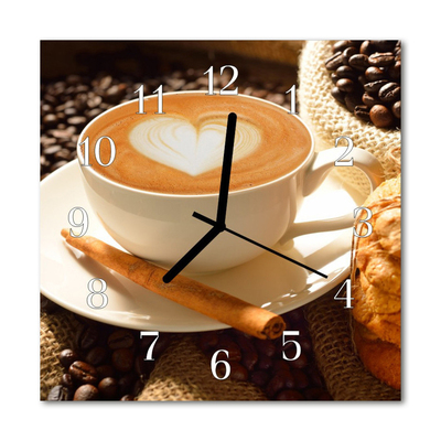 Glasuhr Wanduhr Kaffee Herz