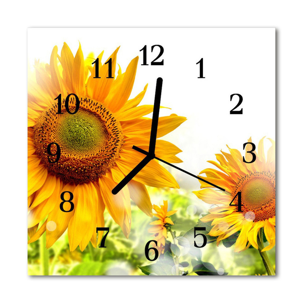 Glasuhr Wanduhr Sonnenblume