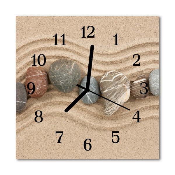 Glasuhr Wanduhr Steine Sand