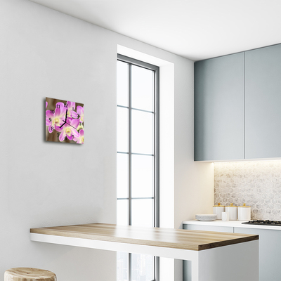Glasuhr Wanduhr Blumen