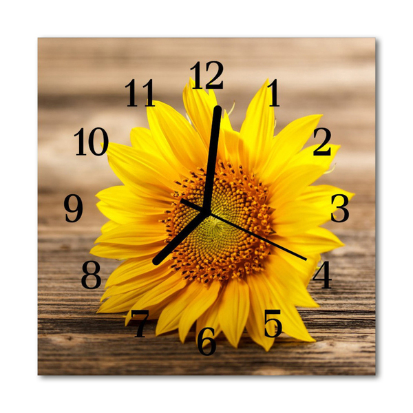 Glasuhr Wanduhr Sonnenblume