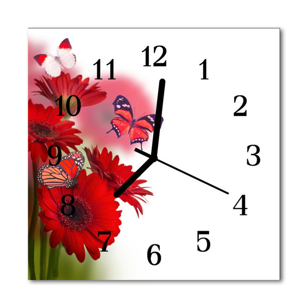 Glasuhr Wanduhr Gerbera