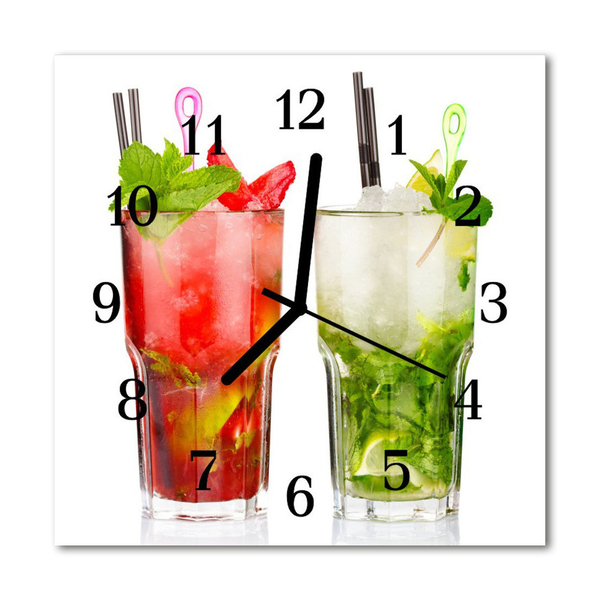 Glasuhr Wanduhr Cocktails