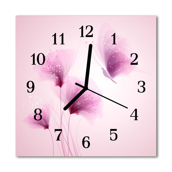 Glasuhr Wanduhr Blumen