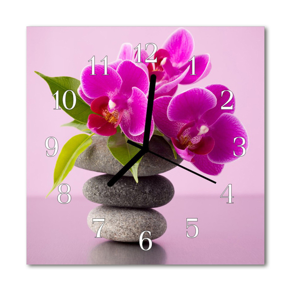 Glasuhr Wanduhr Orchidee