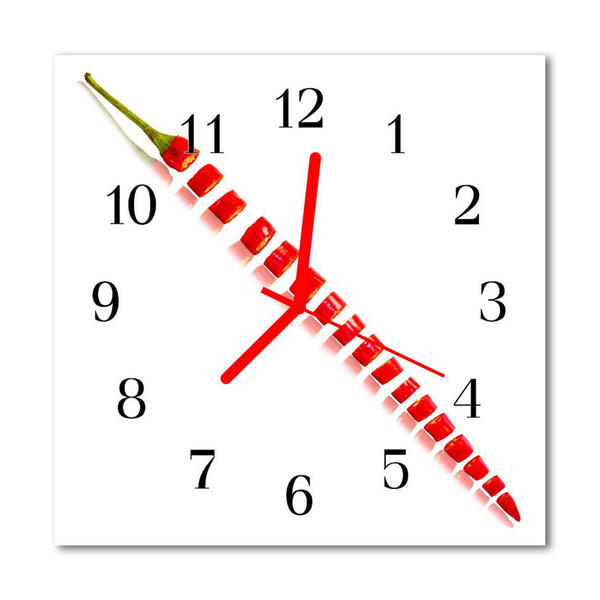 Glasuhr Wanduhr Chilipfeffer