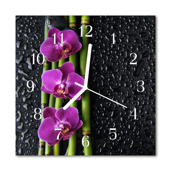 Glasuhr Wanduhr Orchidee