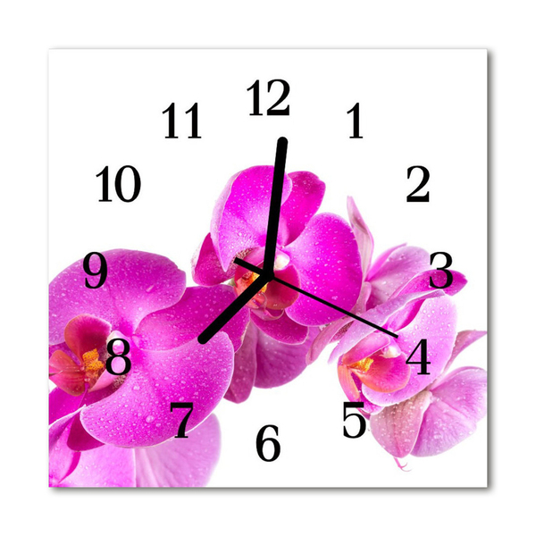 Glasuhr Wanduhr Orchidee