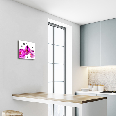 Glasuhr Wanduhr Orchidee