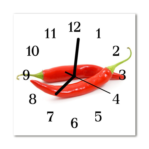 Glasuhr Wanduhr Chilipfeffer