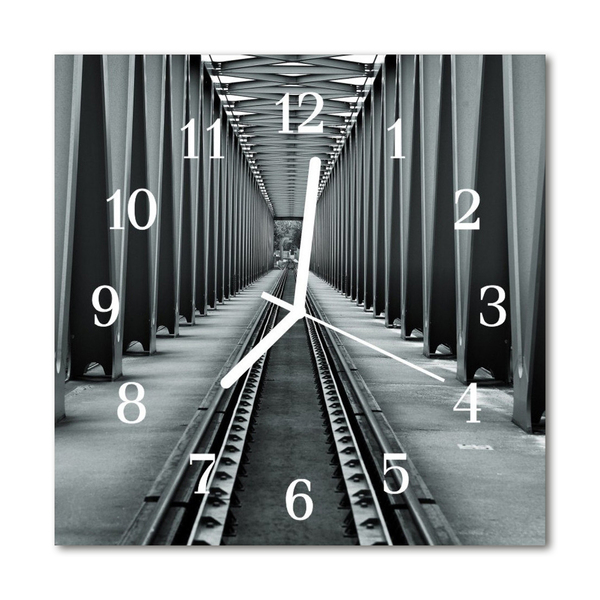 Glasuhr Wanduhr Bahngleise
