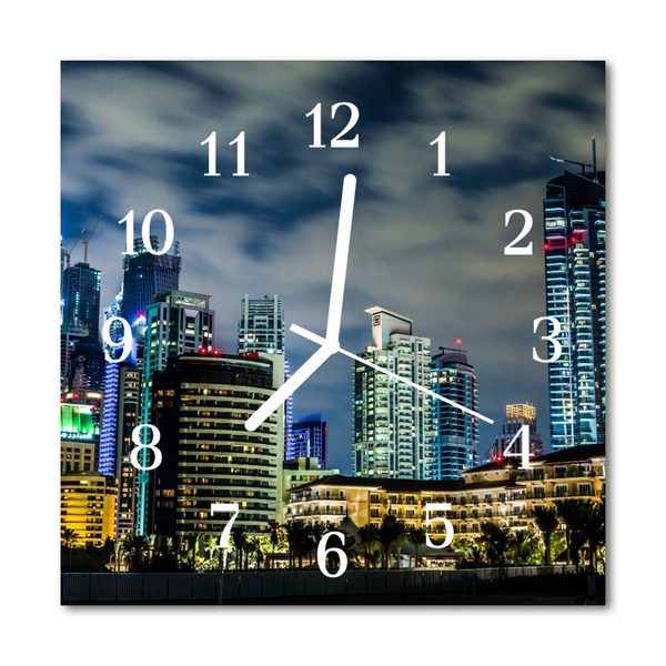 Glasuhr Wanduhr Stadt Nacht