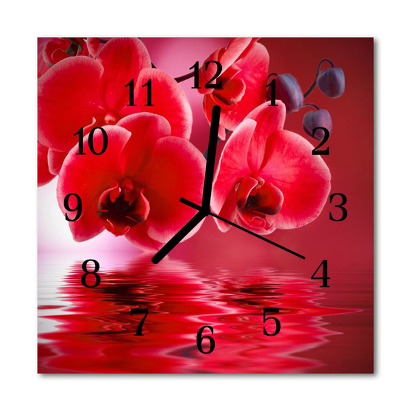 Glasuhr Wanduhr Orchidee