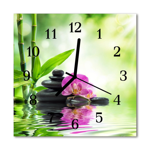 Glasuhr Wanduhr Orchidee Spa