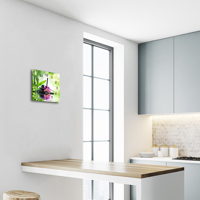 Glasuhr Wanduhr Orchidee Spa
