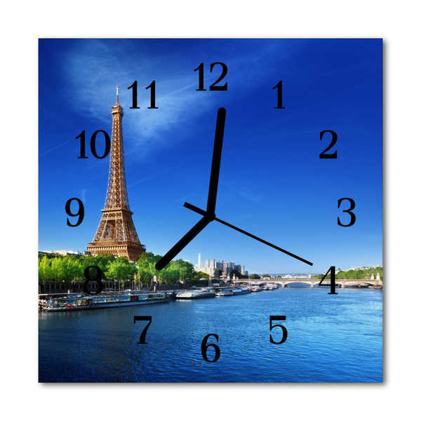 Glasuhr Wanduhr Paris Himmel