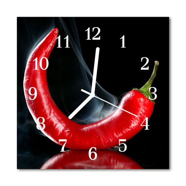 Glasuhr Wanduhr Chilipfeffer
