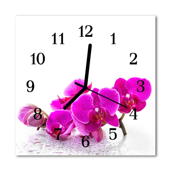 Glasuhr Wanduhr Orchidee