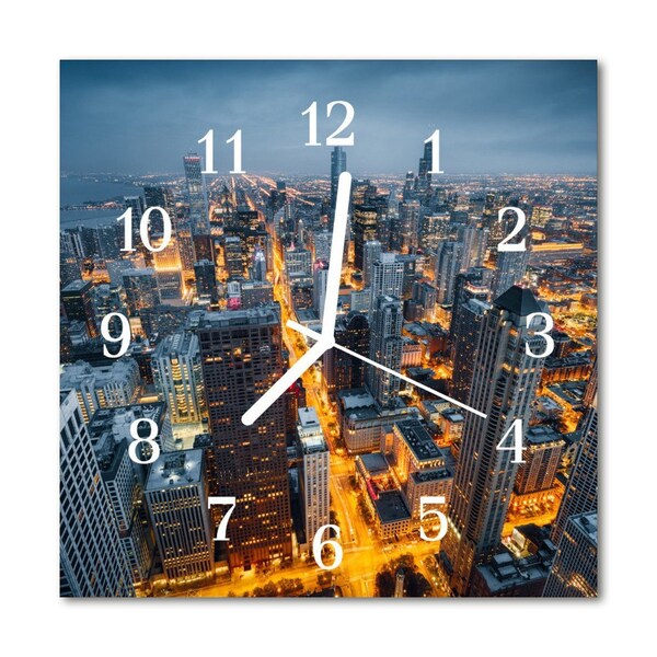 Glasuhr Wanduhr Stadt Nacht