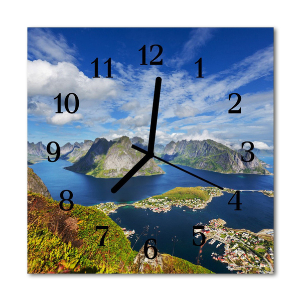 Glasuhr Wanduhr Gebirge