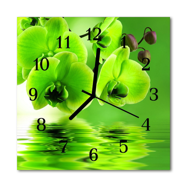 Glasuhr Wanduhr Orchidee