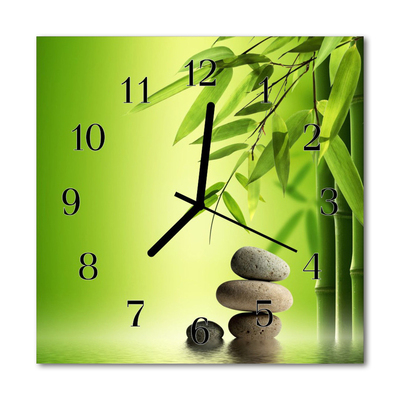 Glasuhr Wanduhr Steine Bambus