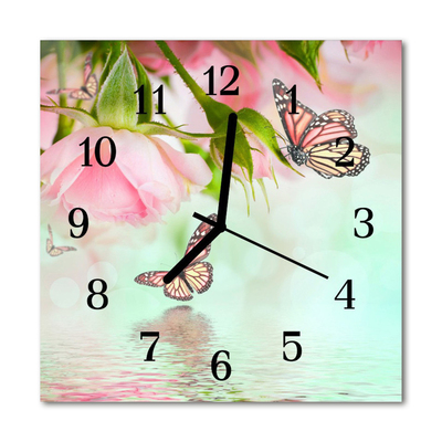 Glasuhr Wanduhr Schmetterlinge