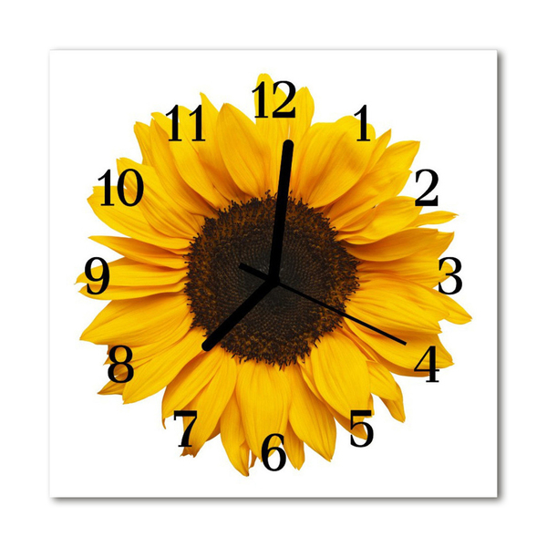 Glasuhr Wanduhr Sonnenblume