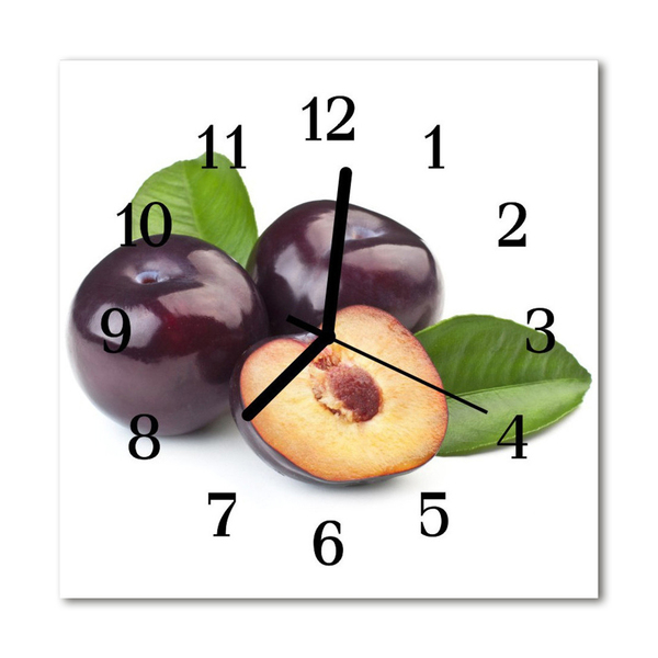 Glasuhr Wanduhr Pflaumen