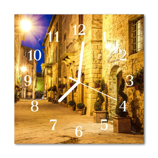 Glasuhr Wanduhr Straße Nacht