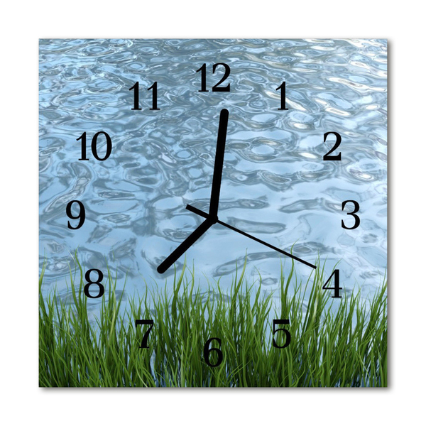 Glasuhr Wanduhr Gras Wasser