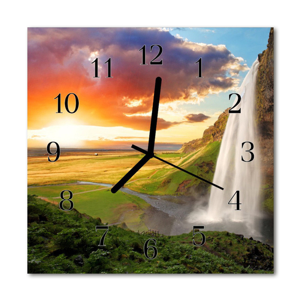 Glasuhr Wanduhr Wasserfall