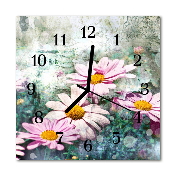 Glasuhr Wanduhr Blumen