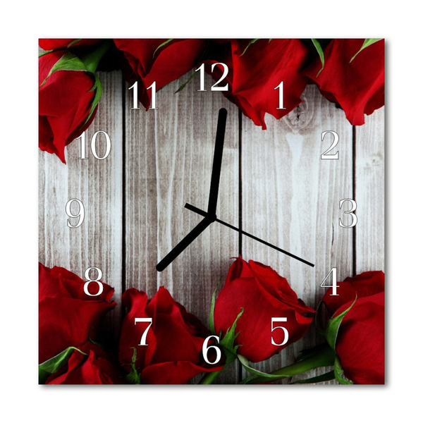 Glasuhr Wanduhr Rosen Bretter