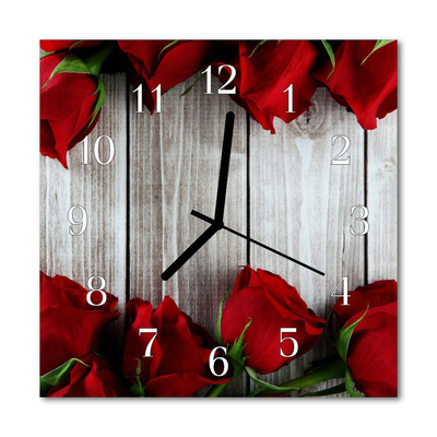 Glasuhr Wanduhr Rosen Bretter