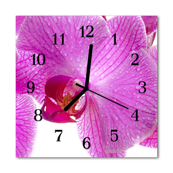 Glasuhr Wanduhr Orchidee