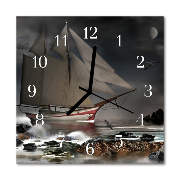 Glasuhr Wanduhr Segelboot
