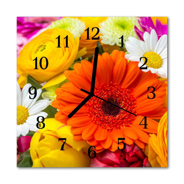 Glasuhr Wanduhr Blumen