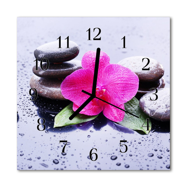 Glasuhr Wanduhr Orchidee